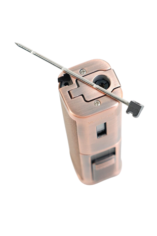 Parmida 3 Torch Pürmüz Sehpalı Gövdesi Deri Bronz Metal Puro Çakmağı