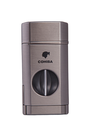 Cohiba 3 Torch Pürmüz Gunmetal Dahili V Kesicili Metal Puro Çakmağı