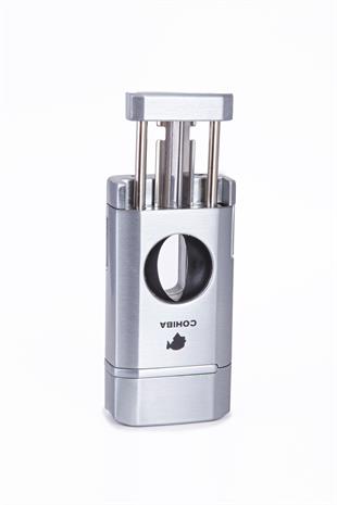 Cohiba 3 Torch Pürmüz Gümüş Dahili V Kesicili Metal Puro Çakmağı