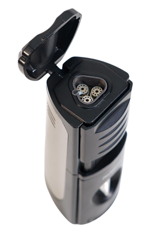 Parmida 3 Torch Pürmüz Kesici & Delicili Siyah Gunmetal Metal Puro Çakmağı