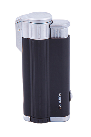 Parmida 3 Torch Pürmüz Siyah-Gümüş Puro Çakmağı