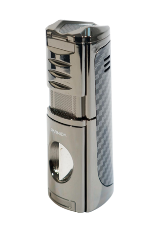 Parmida 3 Torch Pürmüz Kesici & Delici & Sehpalı Karbon Desenli Metal Puro Çakmağı