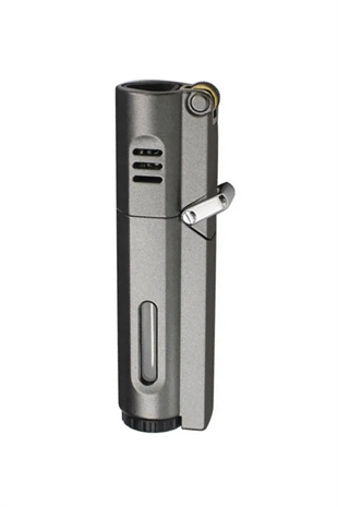 PremiumQuality Parlak Gunmetal 3 Torch Pürmüz Metal Puro Çakmağı