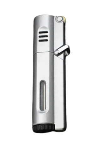 PremiumQuality Gümüş 3 Torch Pürmüz Metal Puro Çakmağı