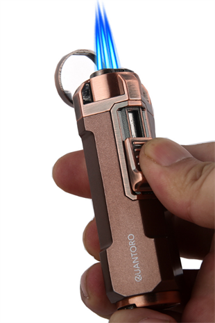 Quantoro Üç Torch Pürmüz Delicili Bakır Metal Puro Çakmağı