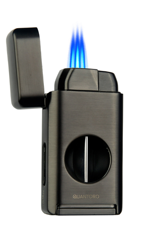 Quantoro Üç Torch V Kesicili Gunmetal Metal Puro Çakmağı