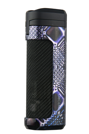 Quantoro Üç Torch Pürmüz Delicili Mavi Desenli Metal Puro Çakmağı