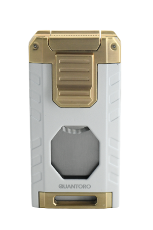 Quantoro Üç Torch Pürmüz Easy S/İğneli/Delicili Beyaz Metal Puro Çakmağı