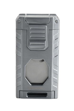 Quantoro Üç Torch Pürmüz Easy S/İğneli/Delicili Gümüş Metal Puro Çakmağı