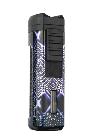 Quantoro Üç Torch Pürmüz Delicili Mavi Desenli Metal Puro Çakmağı