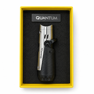 Quantum Üç Torch Pürmüz Siyah Gümüş Dahili Punch & İğneli Metal Puro Çakmağı