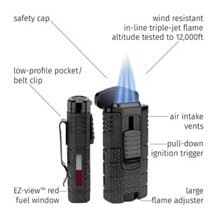 Xikar Tactical Triple Lighter Black Puro Çakmağı
