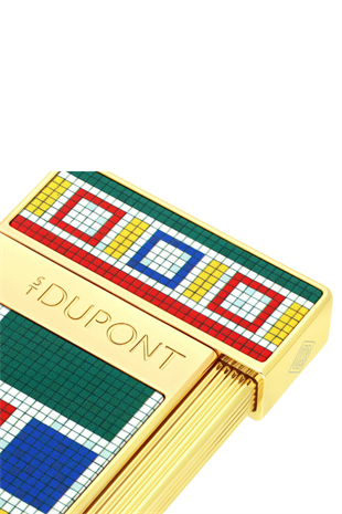 S.T. Dupont Casablanca Slimmy Mozaik Desenli Çakmak Kesici Küllük Premium Üçlü Puro Seti