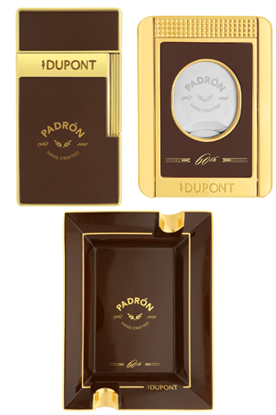 S.T. Dupont Padron Kahverengi Çakmak Kesici Küllük Üçlü Puro Seti