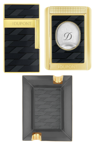 S.T. Dupont Lacquered Biggy Çakmak Kesici Küllük Üçlü Puro Seti