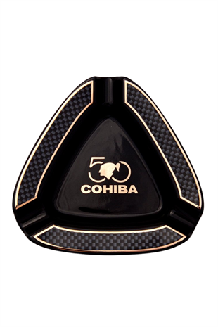 Cohiba 50. Yıl Karbon Desenli Siyah Porselen Üçlü Puro Küllüğü