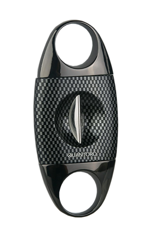 Quantoro Gunmetal Karbon Desenli Metal V-Cut Puro Makası Kesici