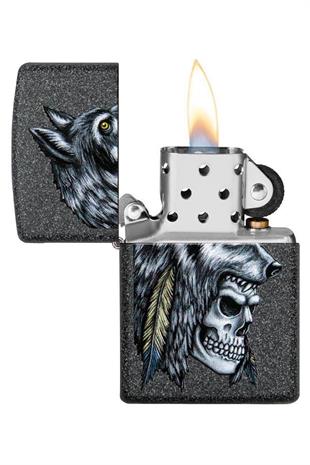 Zippo Çakmak 29863-069953 Wolf Skull Feather Design