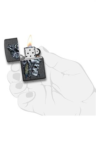 Zippo Çakmak 29863-069953 Wolf Skull Feather Design