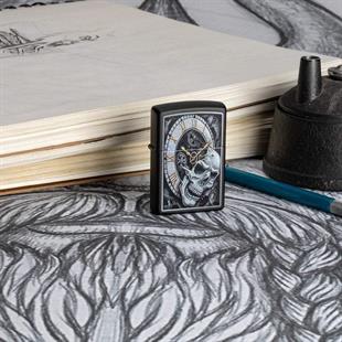 Zippo Çakmak 218 Skull Clock Design 29854-069943