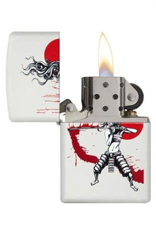 Zippo Çakmak White Matte Samurai Girl