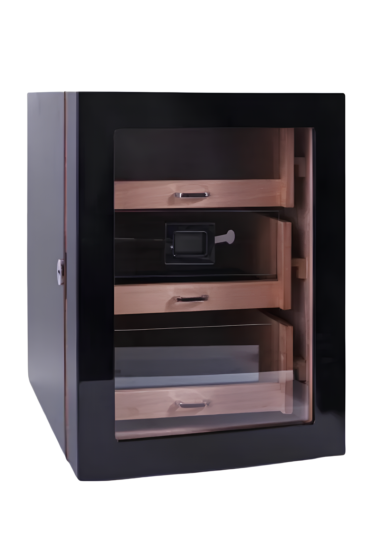 TR8785,PremiumQuality Belgrano Siyah 3 Çekmeceli Sedir Humidor Puro Kutusu