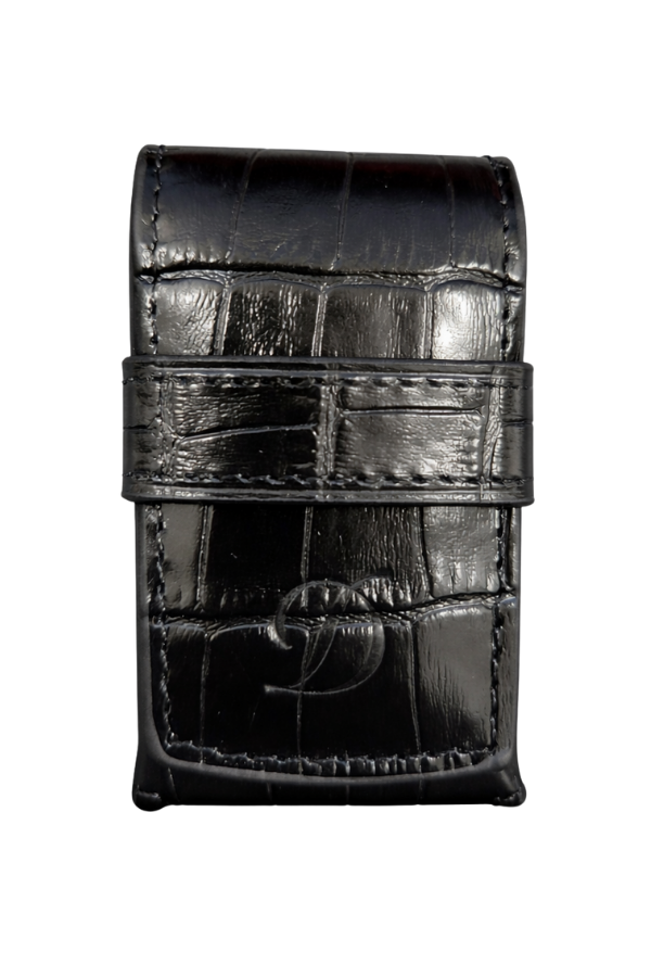 TR9199,S.T. Dupont Crocodile Siyah Deri Ligne 2 Çakmak Kılıfı