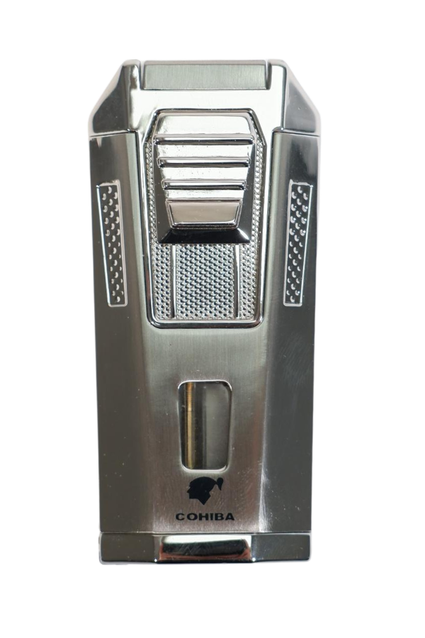 TR9473,Cohiba Çift Torch Pürmüz Delicili Gümüş Metal Puro Çakmağı