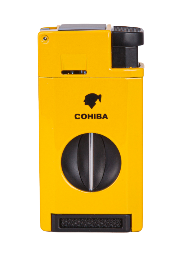 TR7917,Cohiba Çift Torch Pürmüz Sarı Dahili Delici & V Kesici Metal Puro Çakmağı
