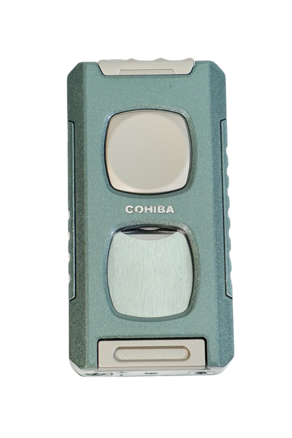 TR9552,Cohiba Çift Torch Pürmüz Kesici & Delici & İğneli Yeşil Metal Puro Çakmağı