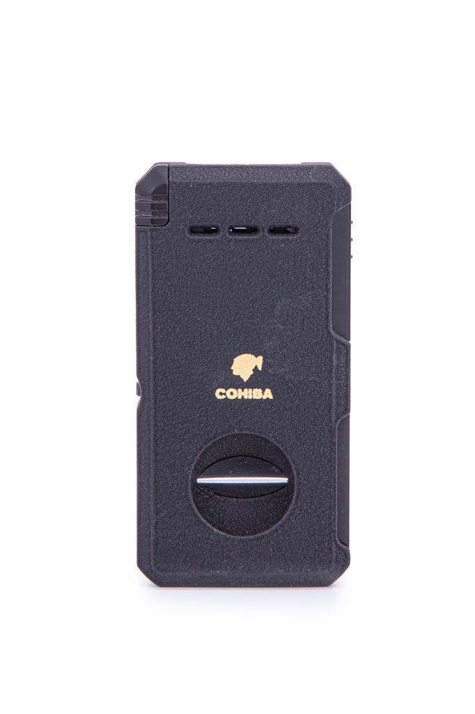 TR7270,Cohiba Çift Torch Dahili Açıcı & V Kesici Mat Siyah Metal Puro Çakmağı