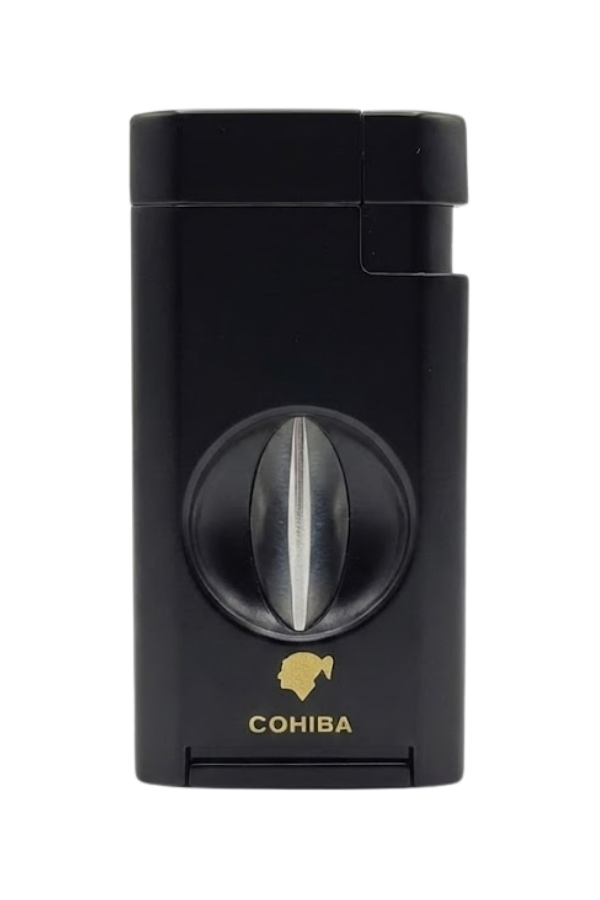 TR9174,Cohiba Çift Torch Pürmüz Dahili Kesicili Siyah Metal Puro Çakmağı