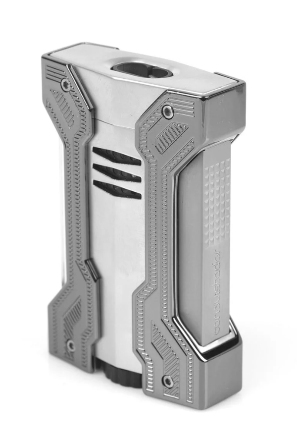 CNQ-019,Conquistador Çift Torch Pürmüz Krom Gunmetal Defi Extreme Dizayn Metal Puro Çakmağı