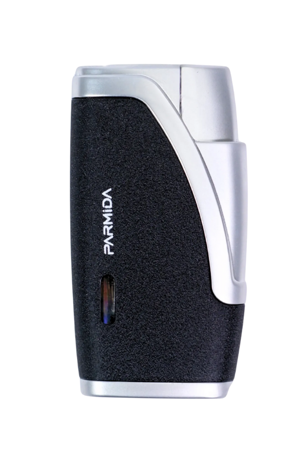 TR9204,Parmida Çift Torch Pürmüz Siyah - Gümüş Metal Puro Çakmağı