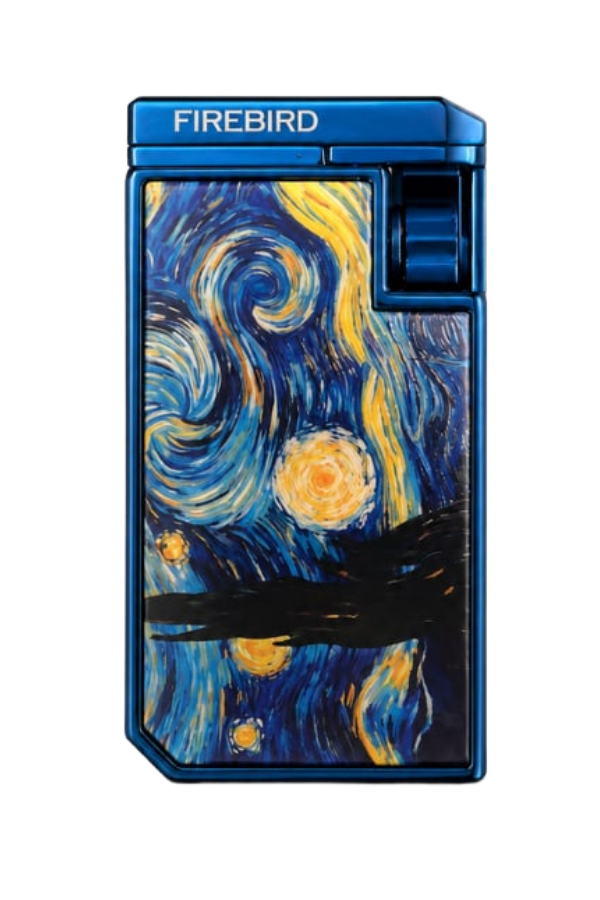 TRM1016,Firebird Çift Torch Pürmüz Yıldızlı Gece Desenli Mavi Puro Çakmağı