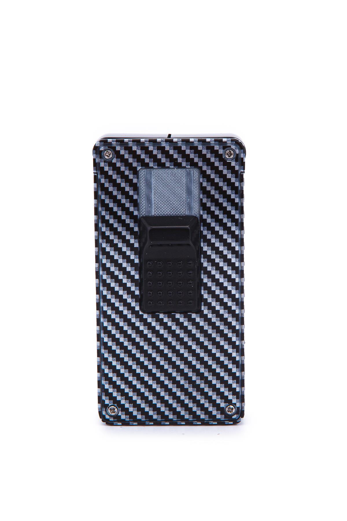 TR7241,Parmida Çift Torch Pürmüz Karbon Desenli Metal Puro Çakmağı