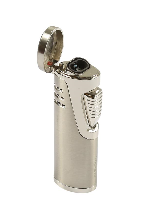 TR7183,Parmida Çift Torch Pürmüz Gümüş Metal Puro Çakmağı