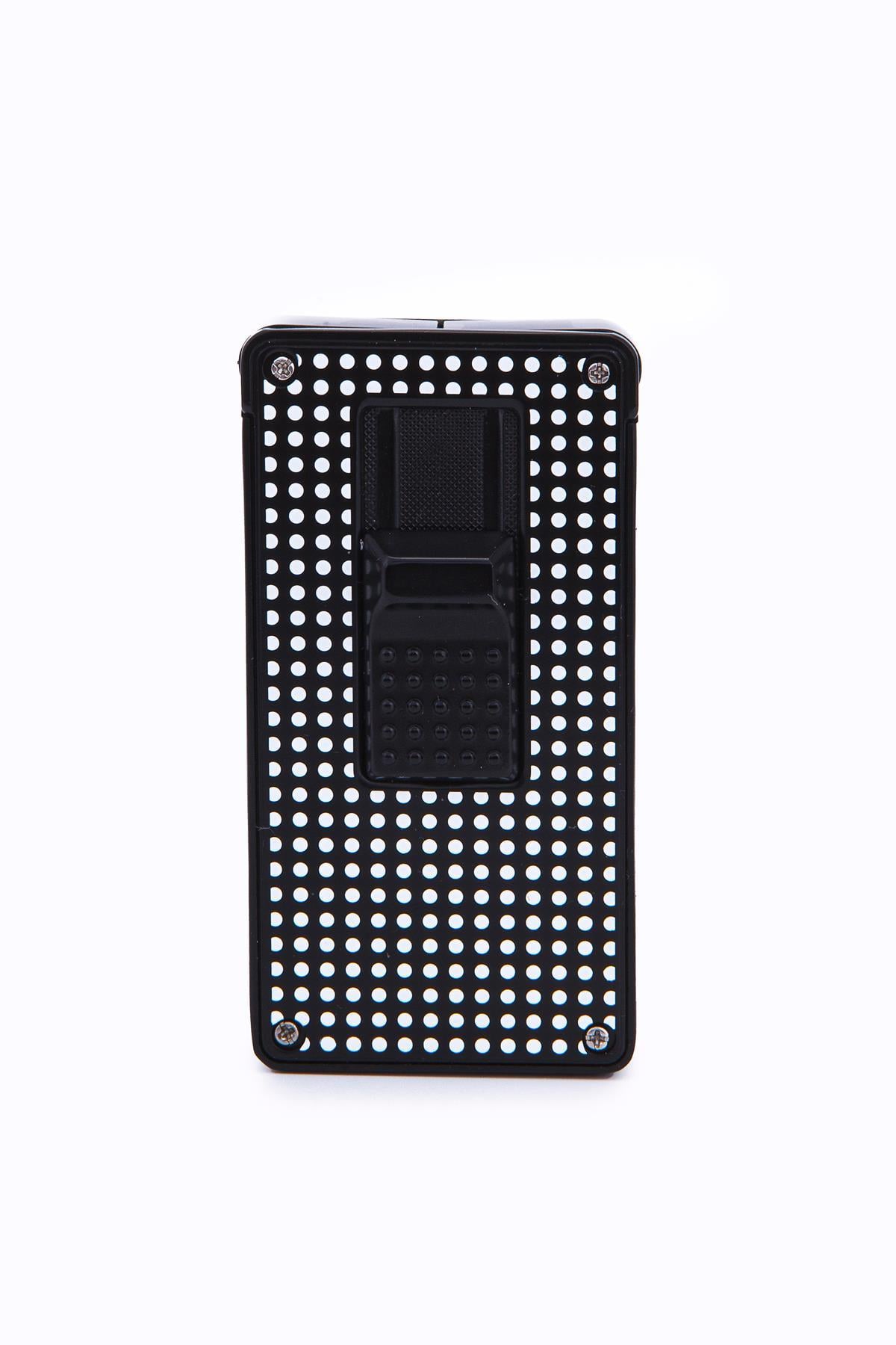 TR7335,Parmida Çift Torch Pürmüz Siyah-Beyaz Desenli Metal Puro Çakmağı