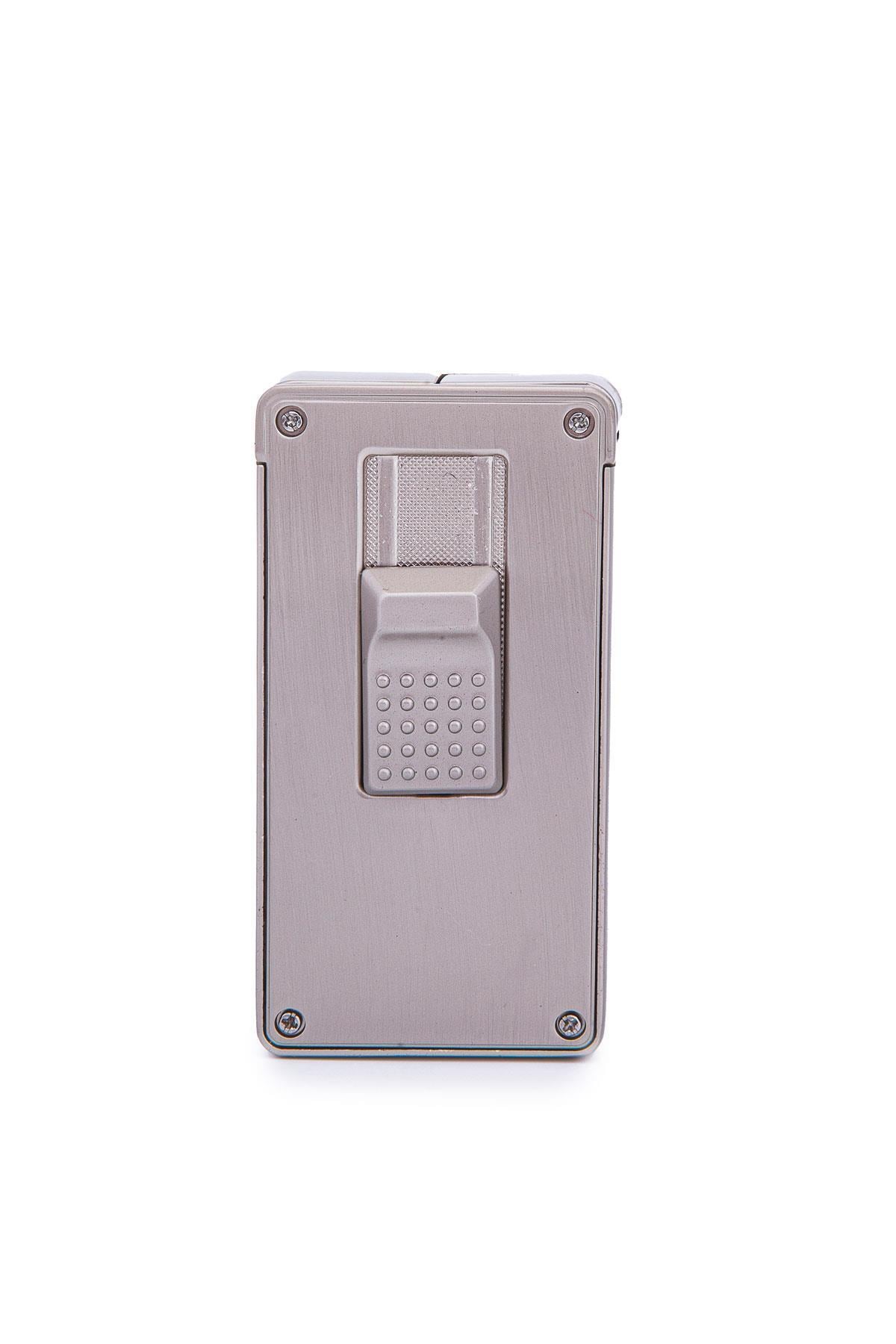 TR7240,Parmida Çift Torch Pürmüz Fırçalı Gümüş Metal Puro Çakmağı
