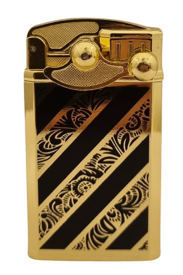 TR8006,PremiumQuality Gold Desenli Çift Torch Pürmüz Metal Puro Çakmağı