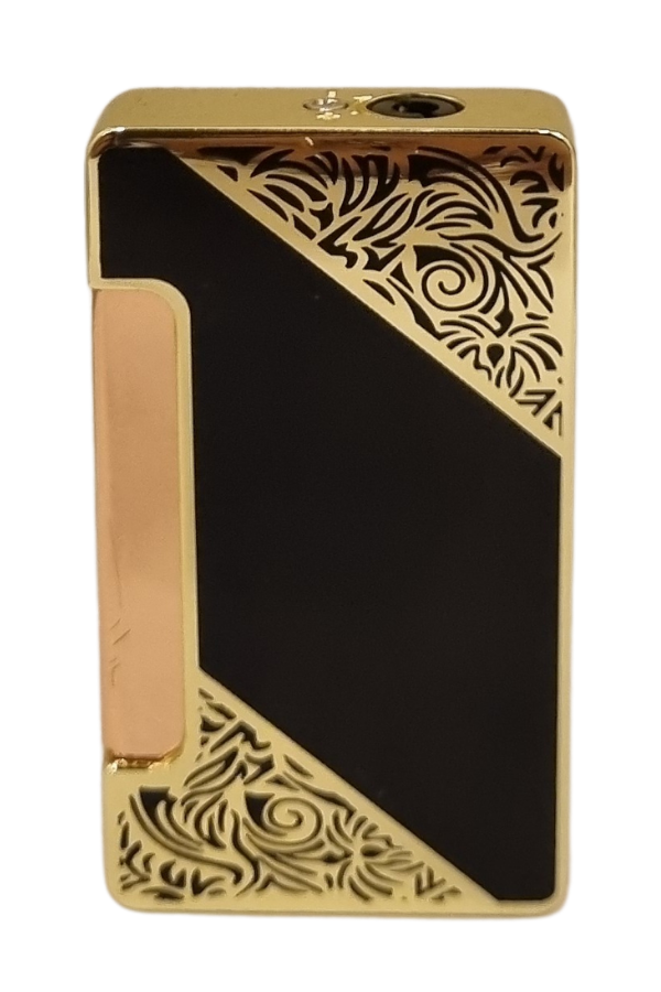 TR8113,PremiumQuality Gold - Siyah Çift Torch Pürmüz Metal Puro Çakmağı