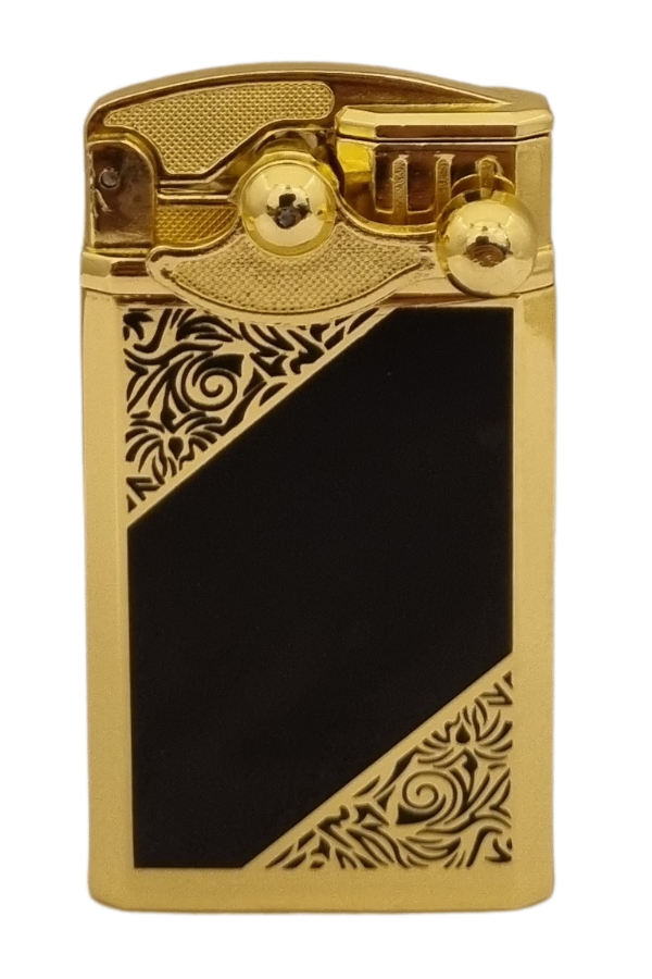 TR8005,PremiumQuality Gold Desenli Çift Torch Pürmüz Metal Puro Çakmağı
