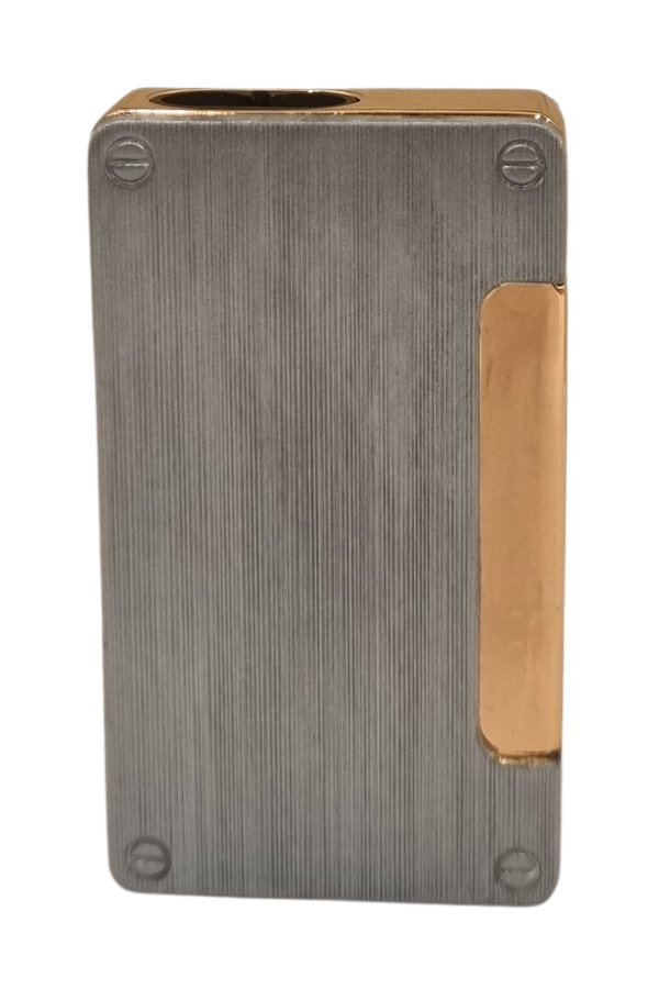 TR8025,PremiumQuality Fırçalı Gümüş-Gold Çift Torch Pürmüz Metal Puro Çakmağı