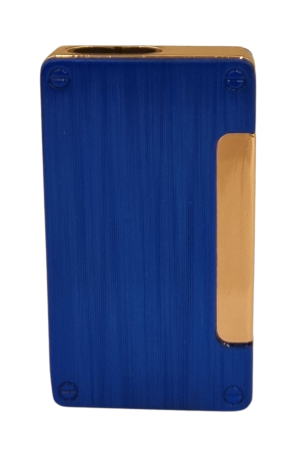 TR8023,PremiumQuality Fırçalı Mavi-Gold Çift Torch Pürmüz Metal Puro Çakmağı