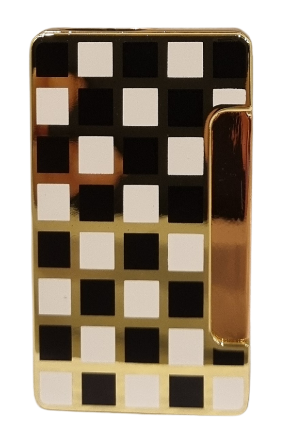 TR8115,PremiumQuality Gold - Siyah - Beyaz Çift Torch Pürmüz Metal Puro Çakmağı