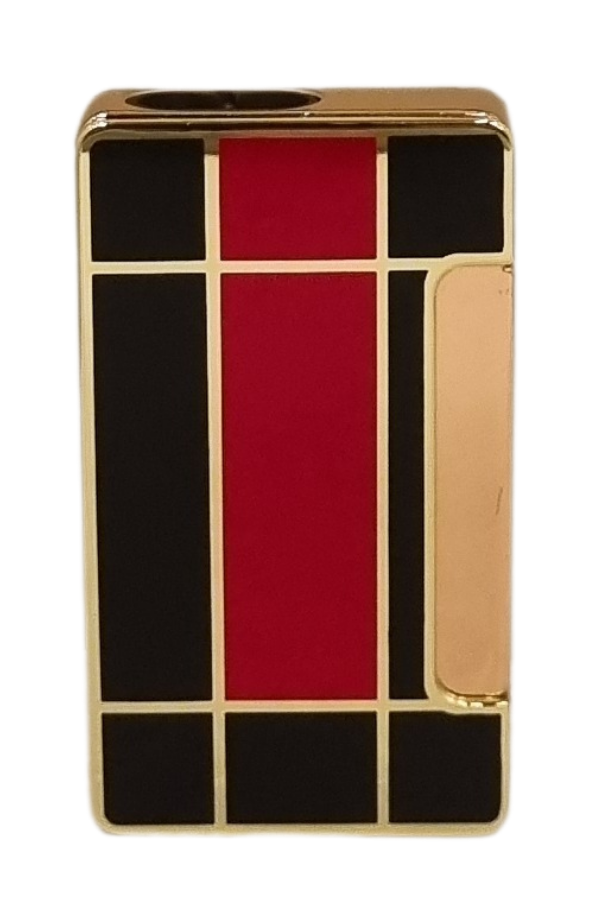 TR8117,PremiumQuality Gold - Siyah - Kırmızı Çift Torch Pürmüz Metal Puro Çakmağı