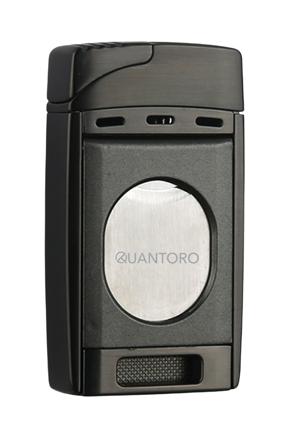 TRZ1208,Quantoro Çift Torch Pürmüz Easy Cut Gunmetal Metal Puro Çakmağı