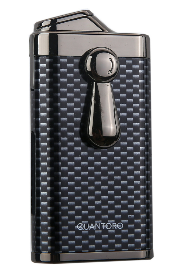 TRZ1146,Quantoro Çift Torch Pürmüz Delicili Karbon Desenli Metal Puro Çakmağı