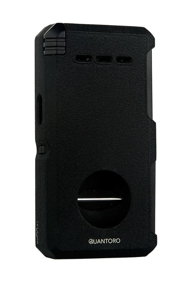 TRZ1086,Quantoro Çift Torch Pürmüz V-Cut/Delicili/İğneli Mat Siyah Metal Puro Çakmağı