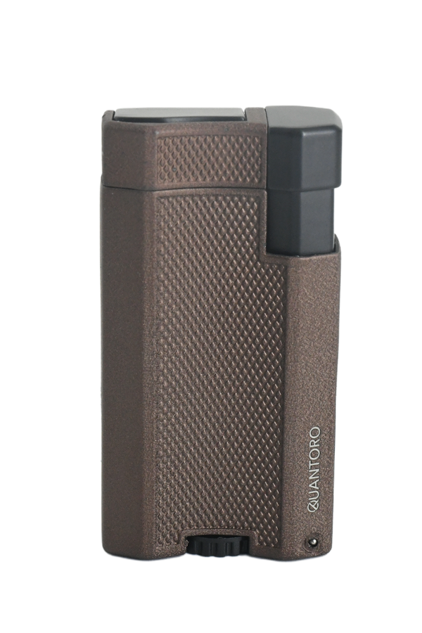 TRZ1081,Quantoro Çift Torch Pürmüz Kahverengi Metal Puro Çakmağı
